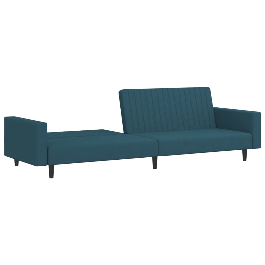 Sofá-cama de 2 lugares veludo azul