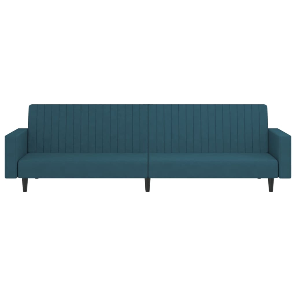 Sofá-cama de 2 lugares veludo azul
