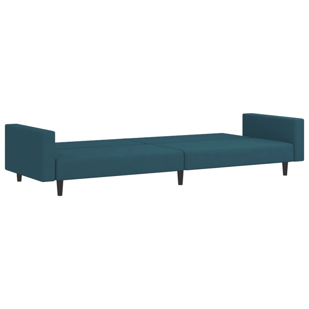 Sofá-cama de 2 lugares veludo azul