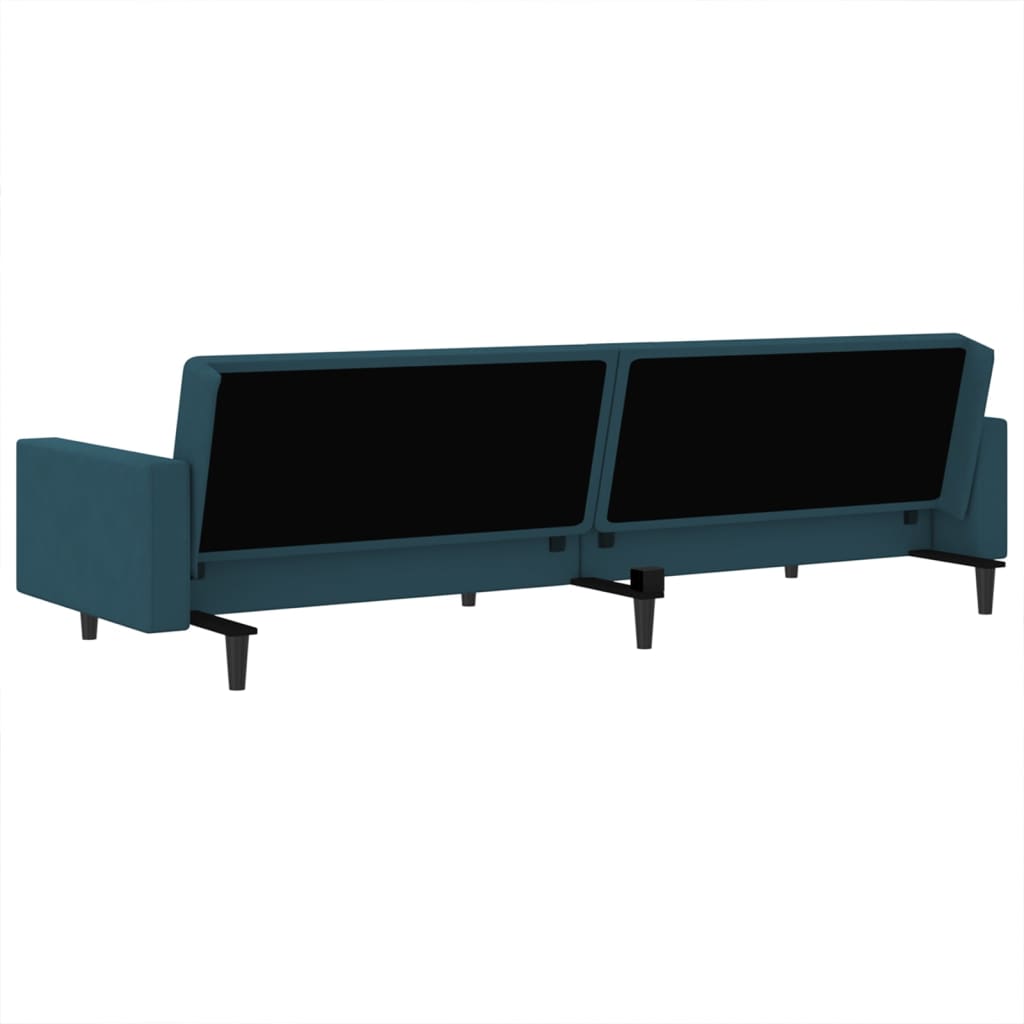 Sofá-cama de 2 lugares veludo azul