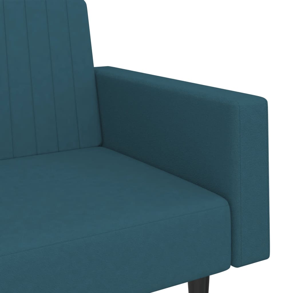Sofá-cama de 2 lugares veludo azul