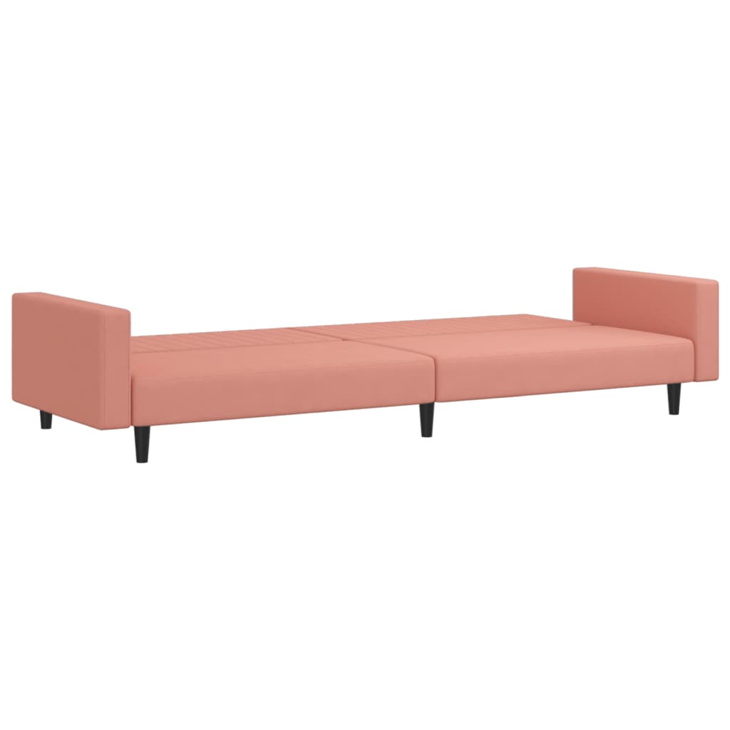 Sofá-cama de 2 lugares veludo rosa