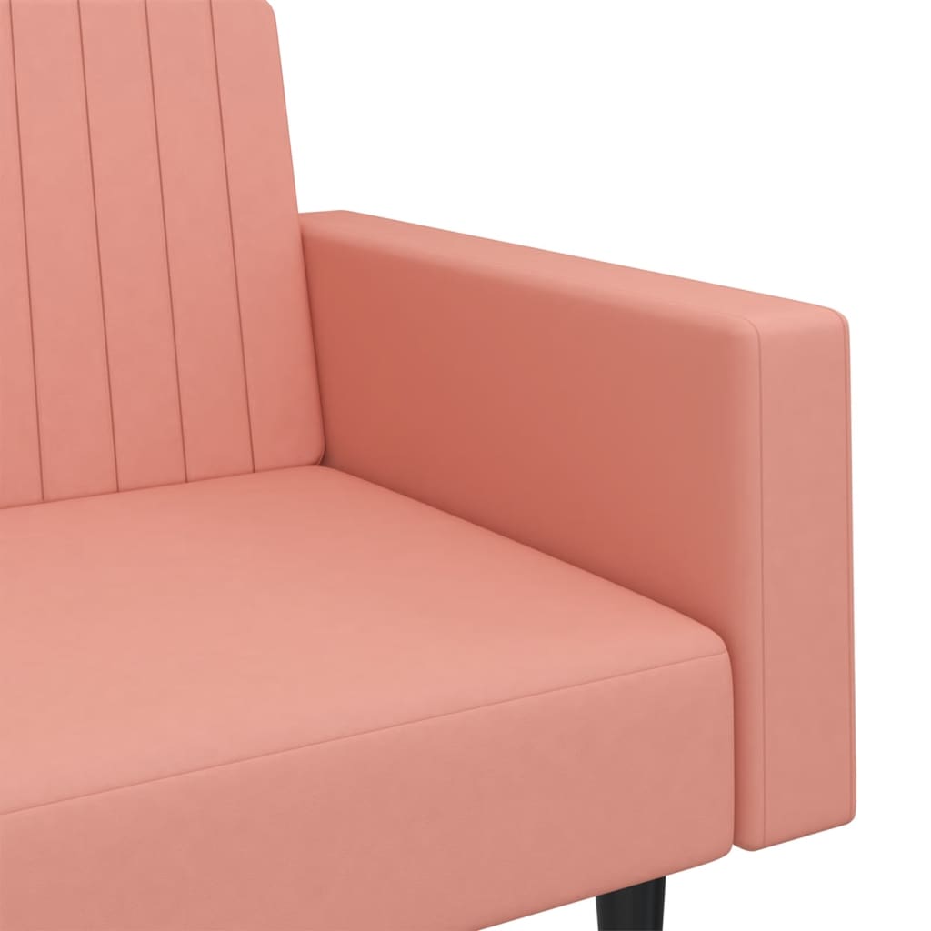 Sofá-cama de 2 lugares veludo rosa
