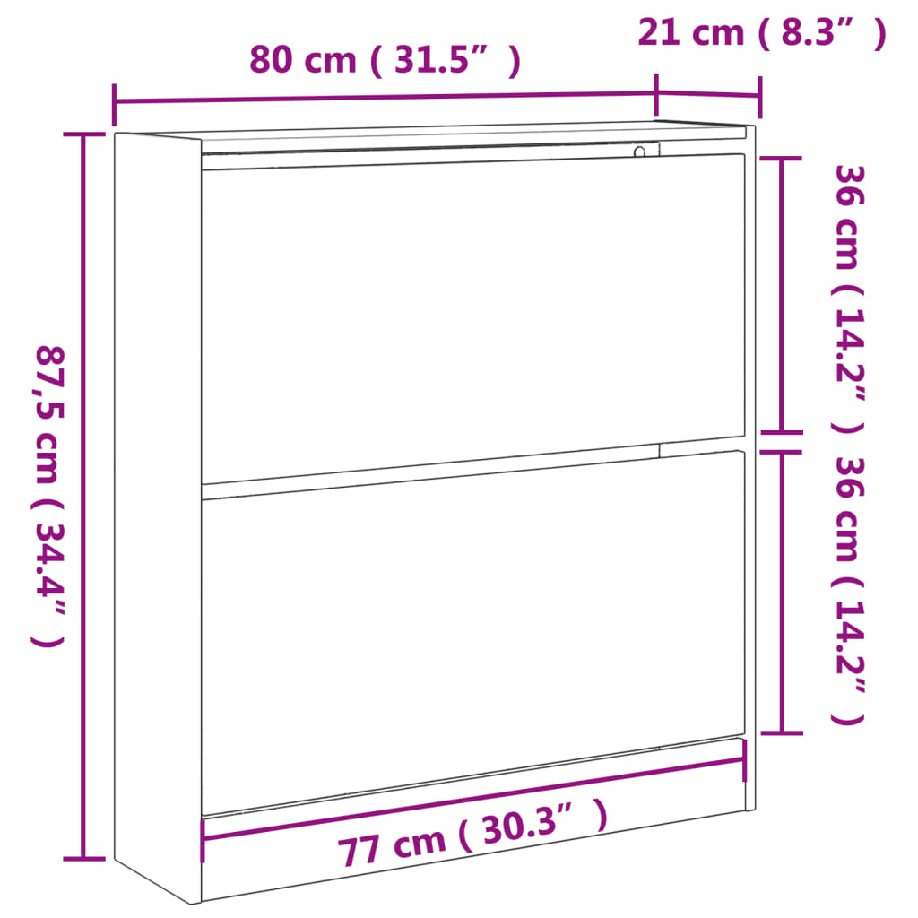 Sapateira 80x21x87,5 cm derivados de madeira branco