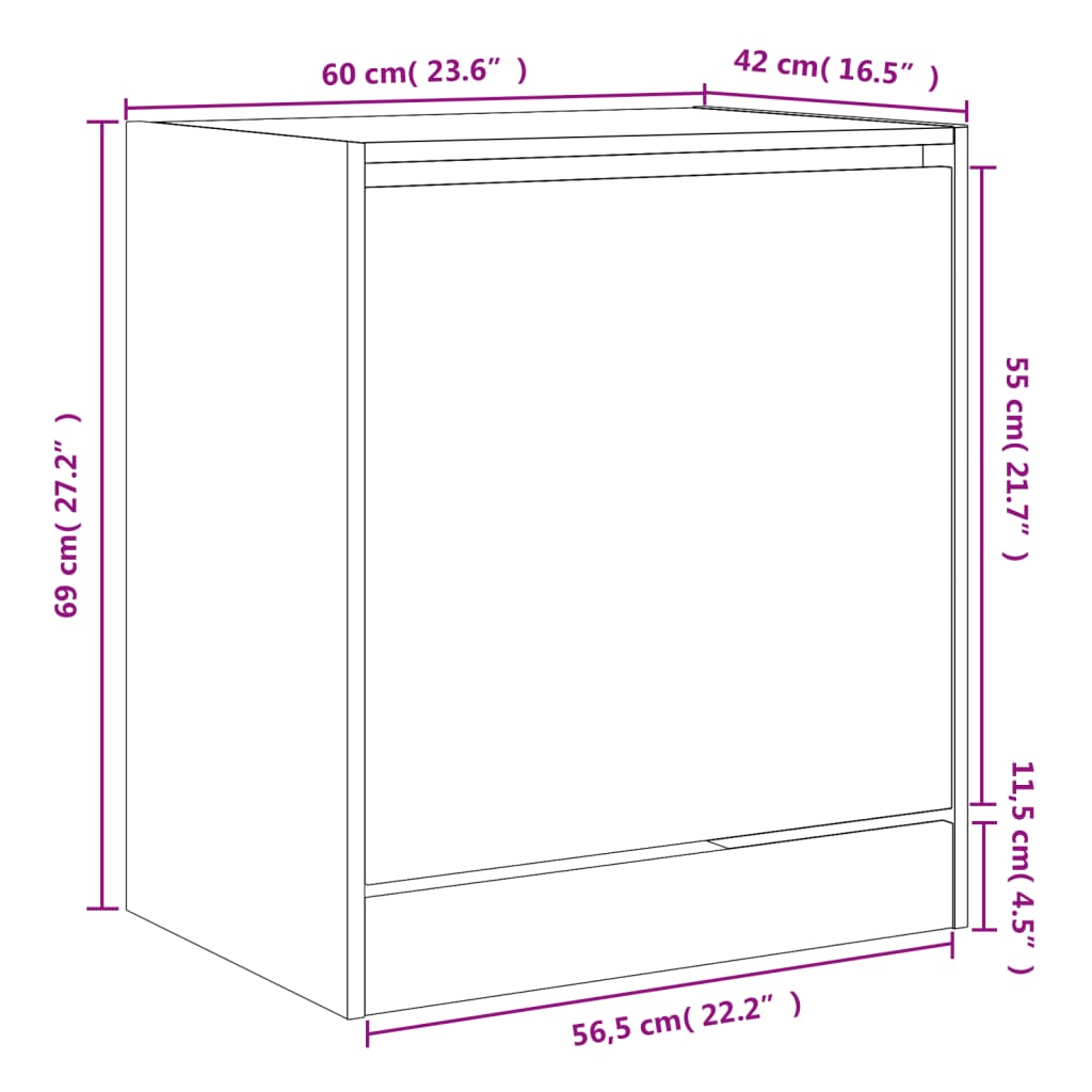 Sapateira 60x42x69 cm derivados de madeira cinzento sonoma