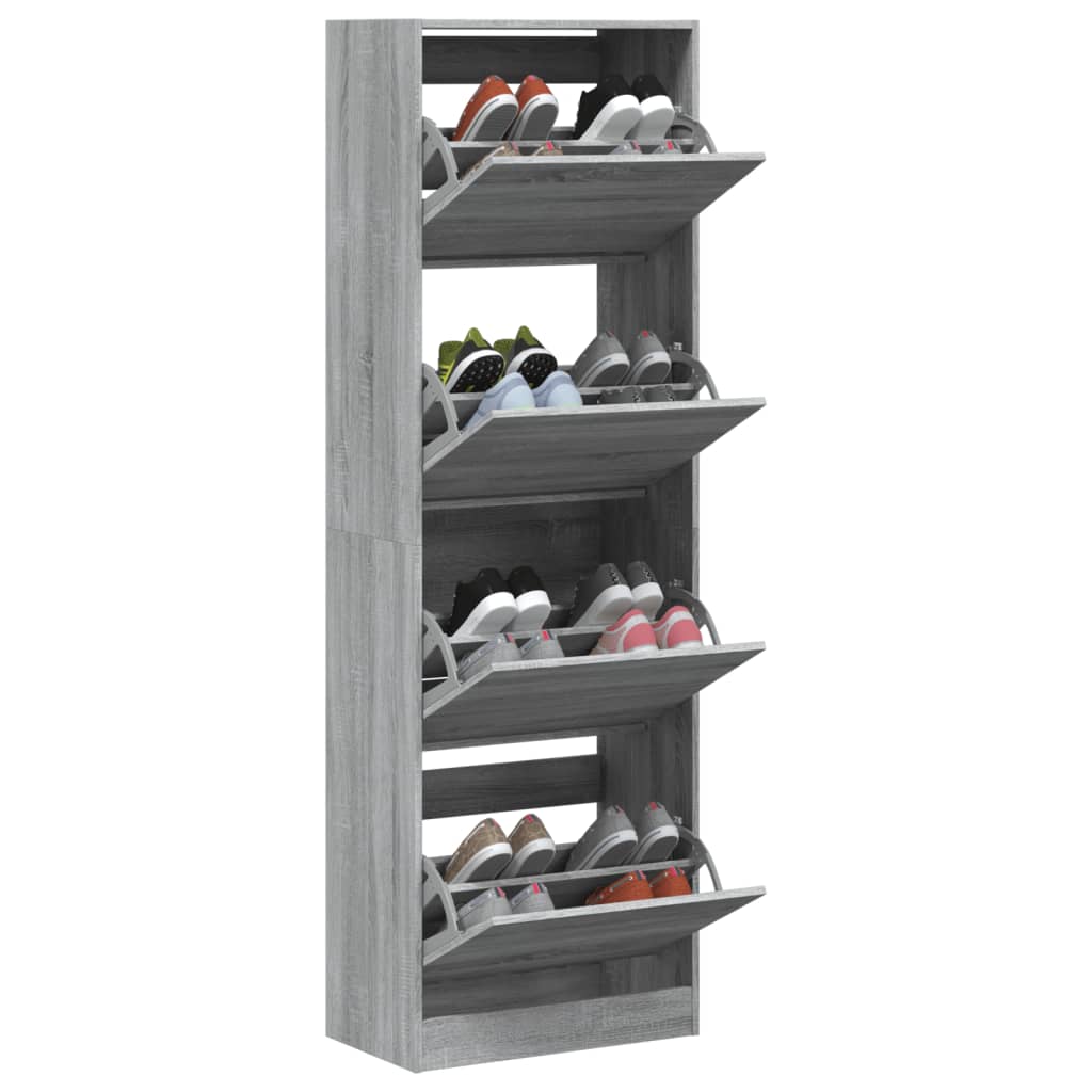 Sapateira c/ 4 gavetas articuladas 60x34x187,5 cm cinza sonoma