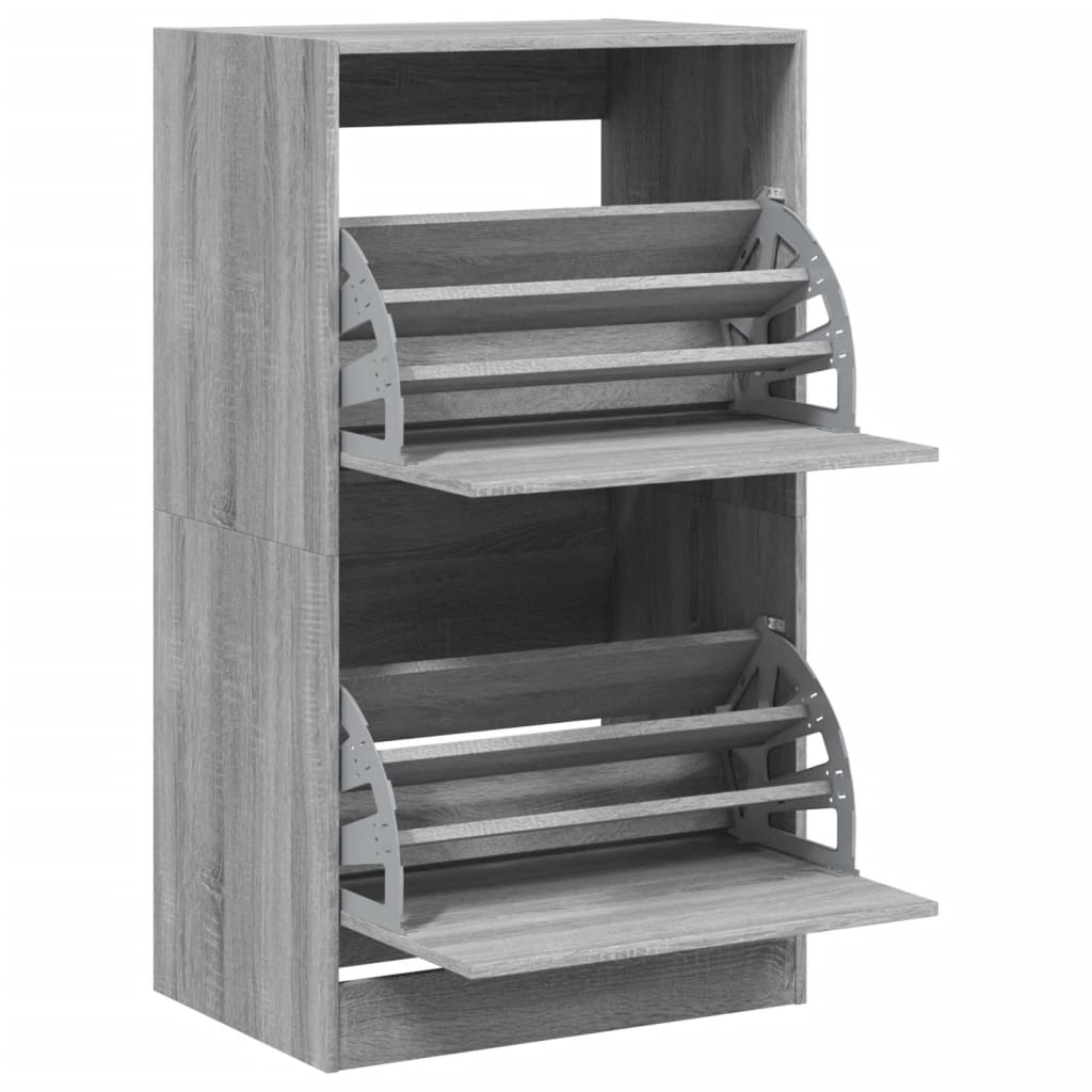 Sapateira c/ 2 gavetas articuladas 60x42x108 cm cinzento sonoma