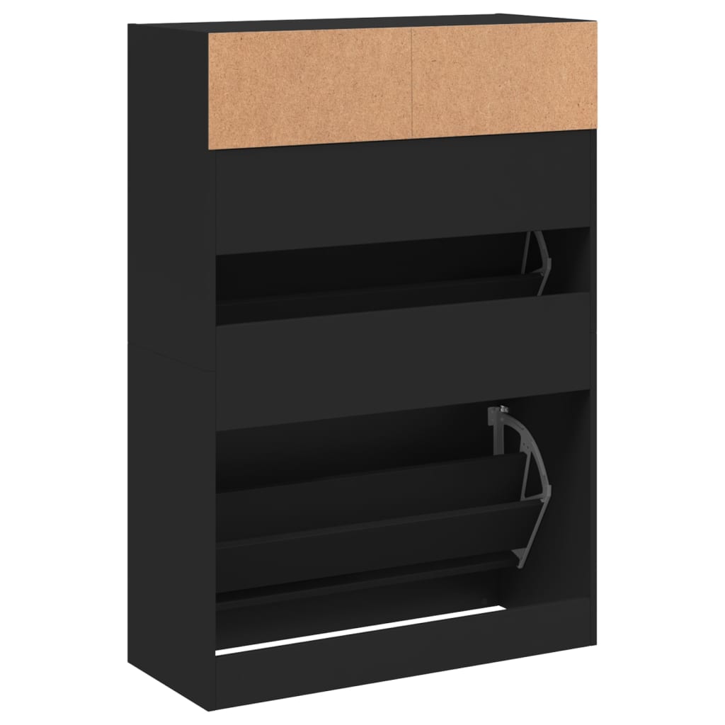 Sapateira c/ 2 gavetas articuladas 80x34x116 cm preto