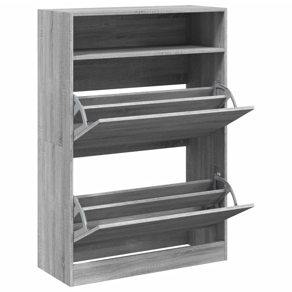 Sapateira c/ 2 gavetas articuladas 80x34x116 cm cinzento sonoma