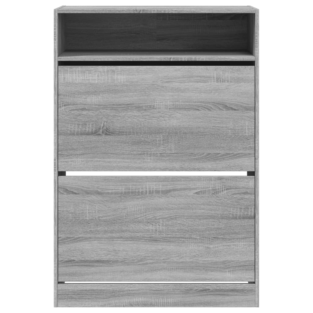 Sapateira c/ 2 gavetas articuladas 80x34x116 cm cinzento sonoma