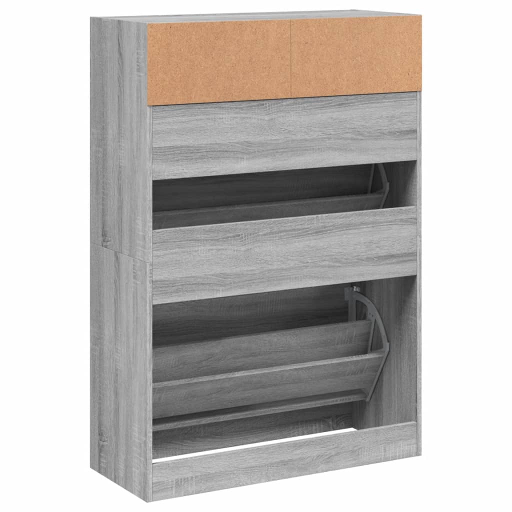 Sapateira c/ 2 gavetas articuladas 80x34x116 cm cinzento sonoma