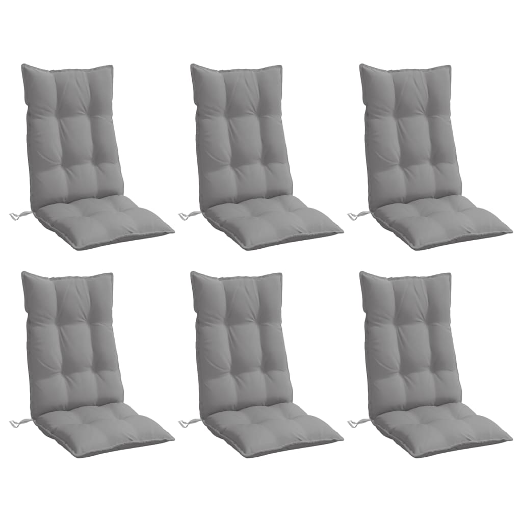 Almofadões p/ cadeira encosto alto 6 pcs tecido oxford cinzento