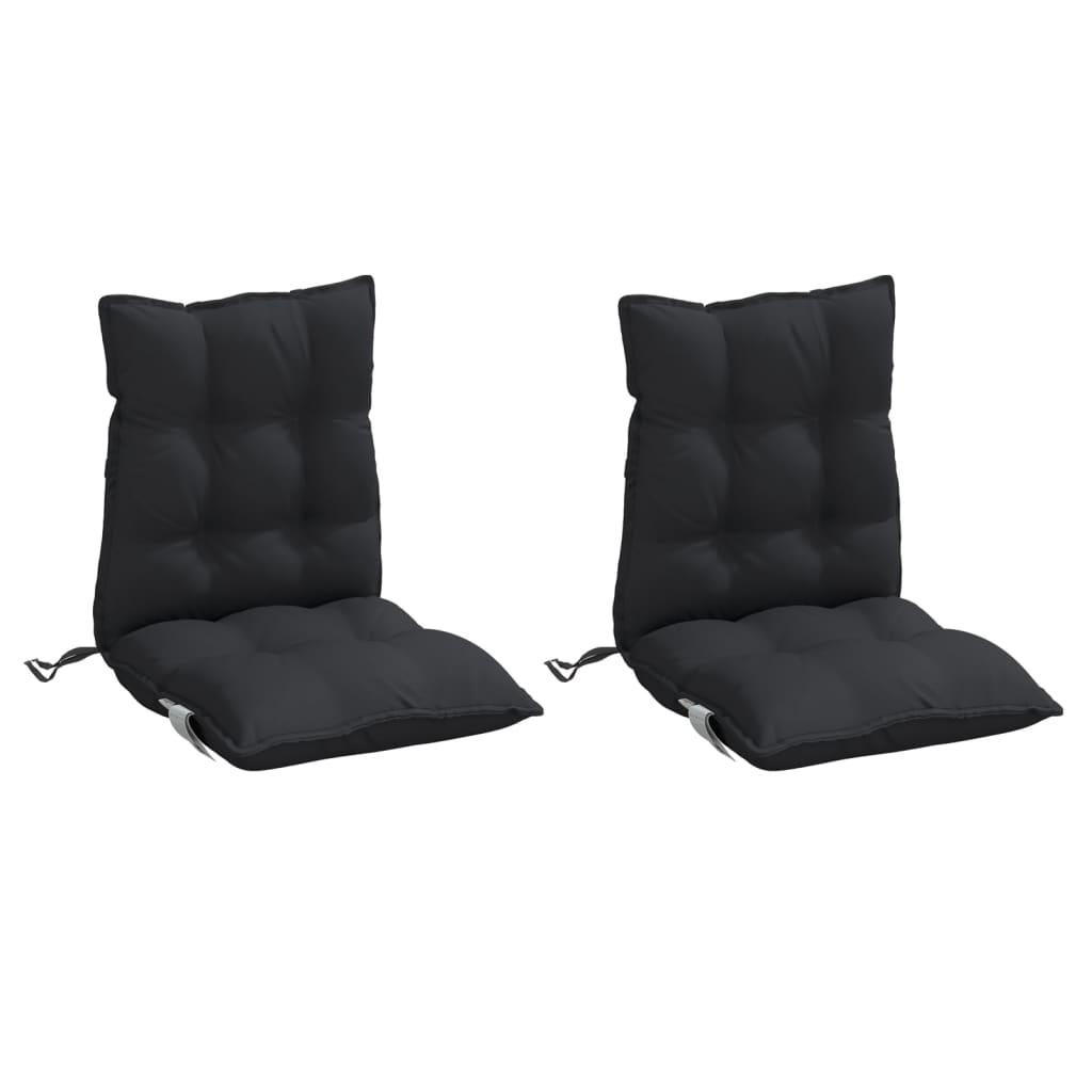 Almofadões cadeira encosto baixo 2 pcs tecido oxford preto