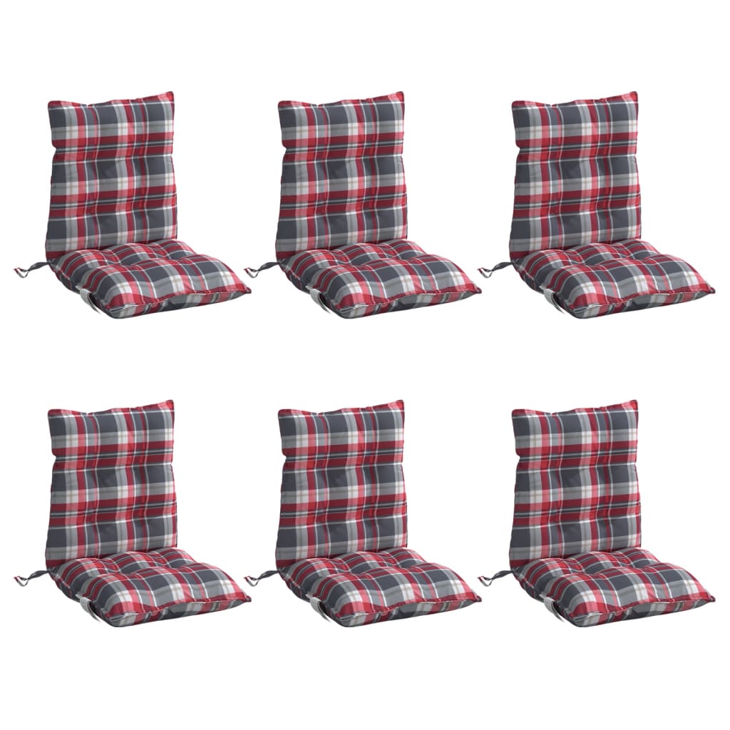 Almofadões cadeira encosto baixo 6 pcs oxford xadrez vermelho