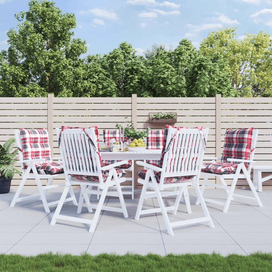 Almofadões cadeira encosto baixo 6 pcs oxford xadrez vermelho