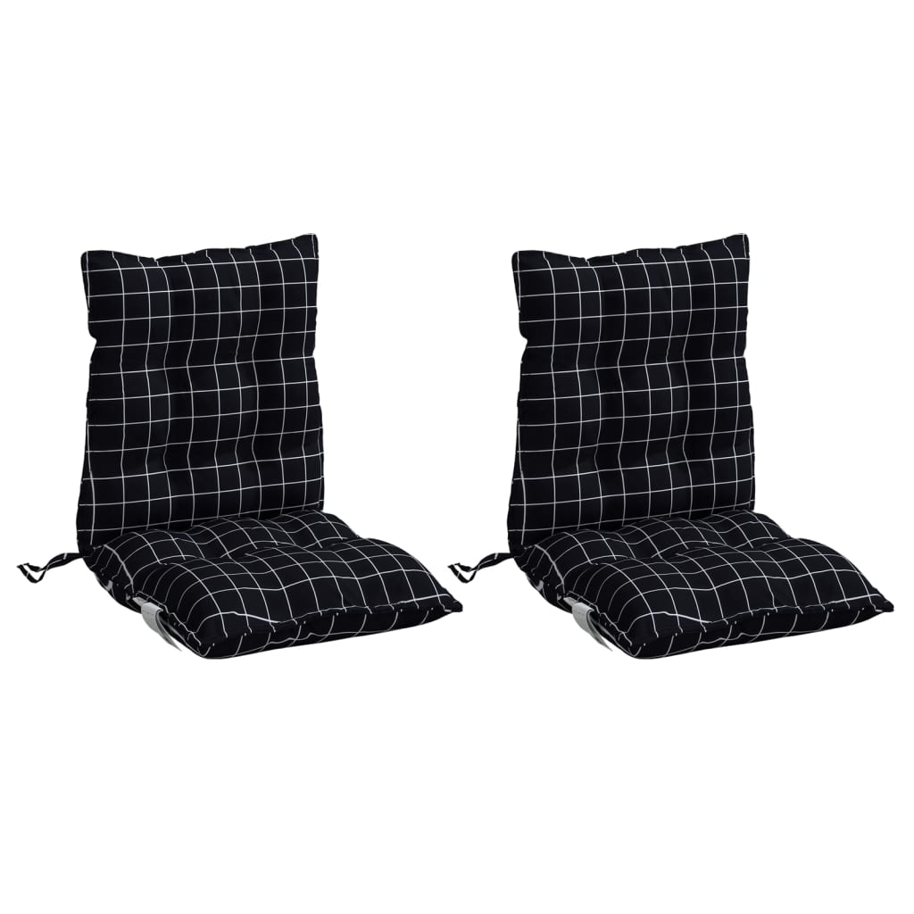 Almofadões cadeira encosto baixo 2 pcs oxford xadrez preto