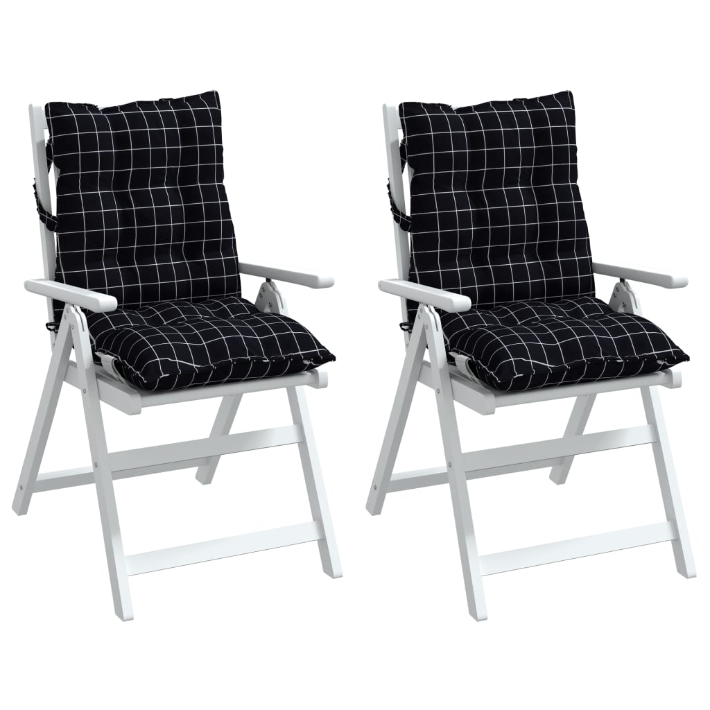 Almofadões cadeira encosto baixo 2 pcs oxford xadrez preto
