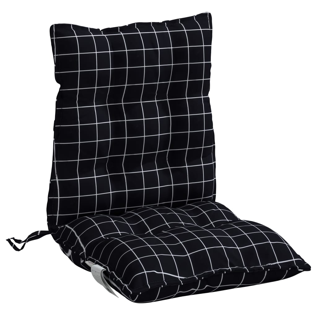 Almofadões cadeira encosto baixo 2 pcs oxford xadrez preto