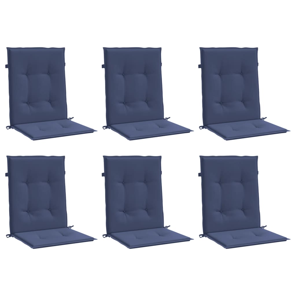 Almofadões p/ cadeira de encosto baixo 6pcs tecido azul-marinho