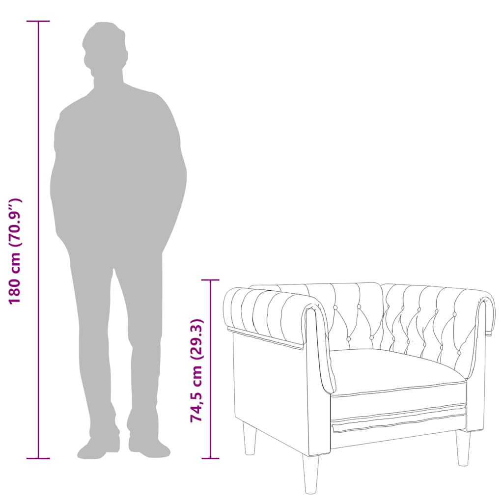 Sofá chesterfield tecido cinzento-acastanhado