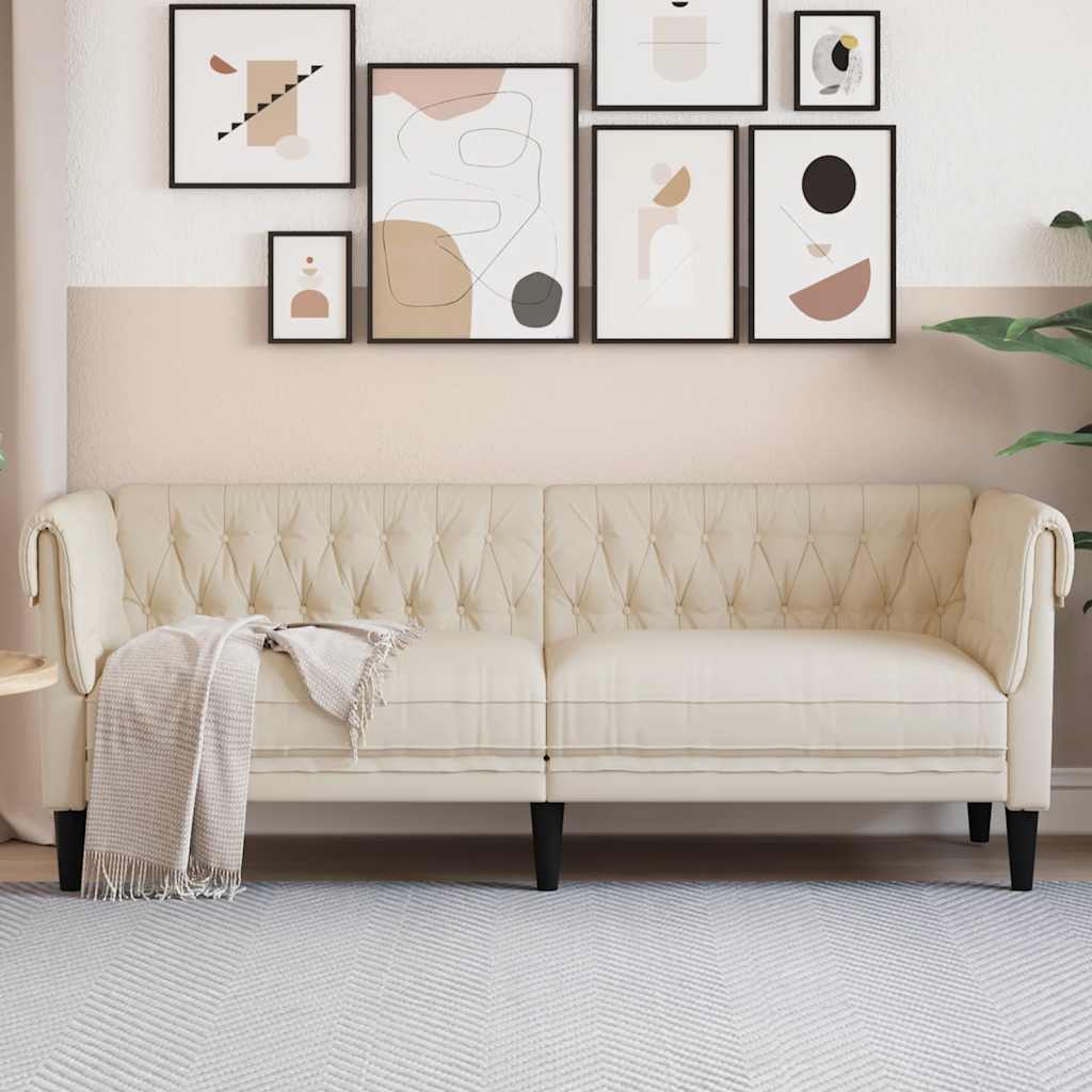 Sofá chesterfield 3 lugares linho