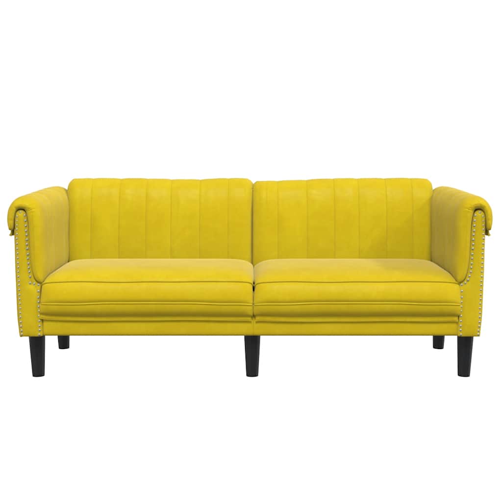 Sofá de 2 lugares veludo amarelo