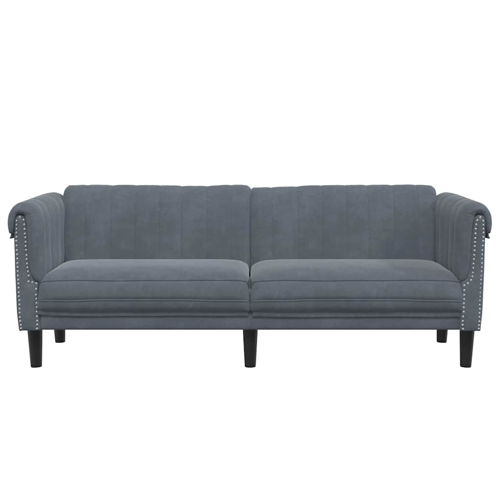 Sofá de 3 lugares veludo cinzento-escuro