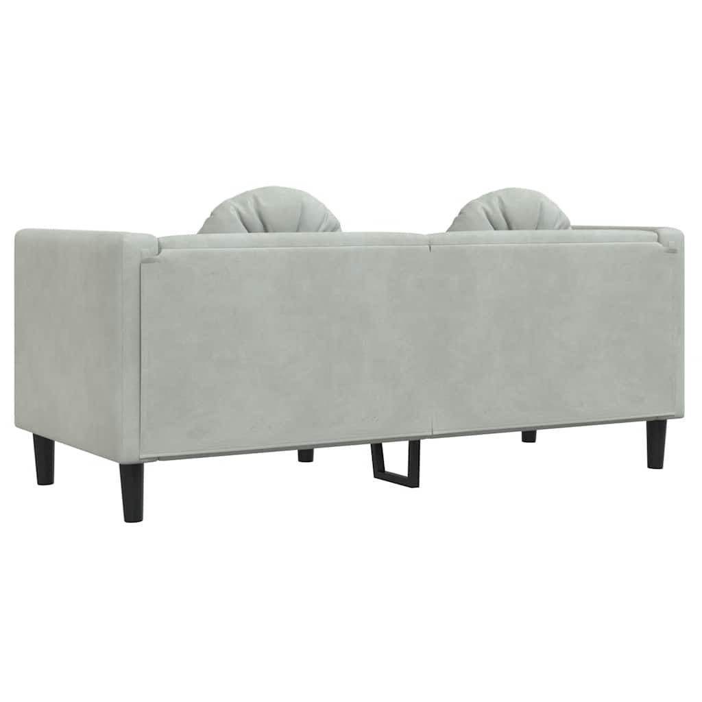 Sofá com almofadões 2 lugares veludo cinzento-claro