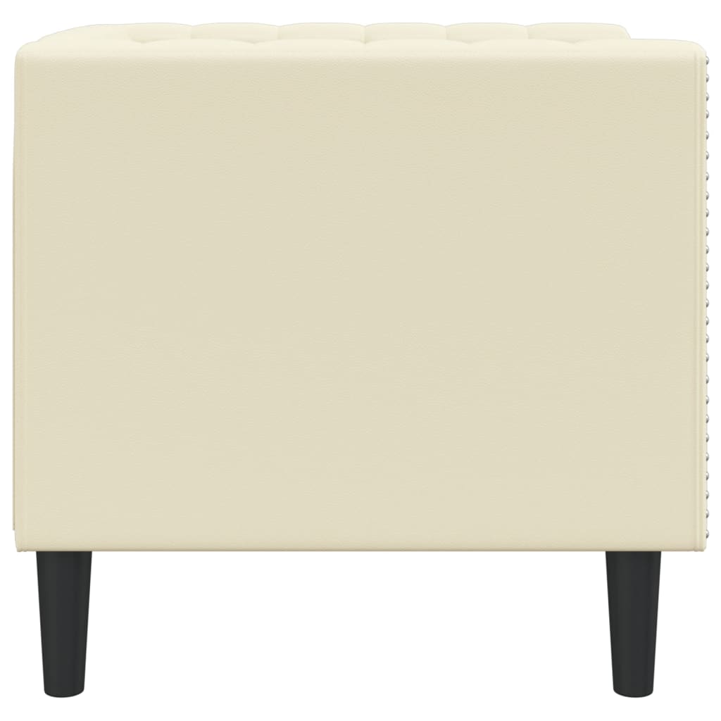 Sofá chesterfield couro artificial creme