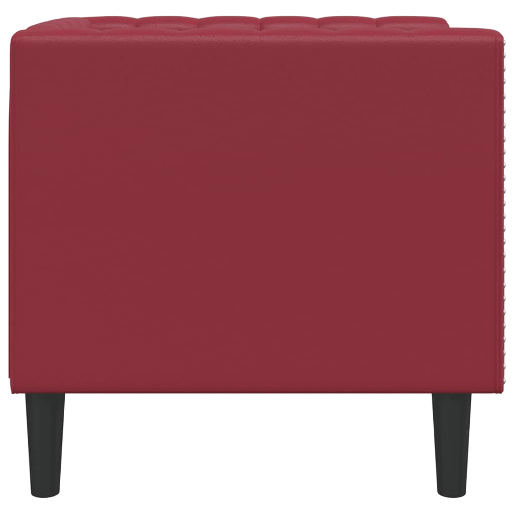 Sofá chesterfield couro artificial vermelho tinto