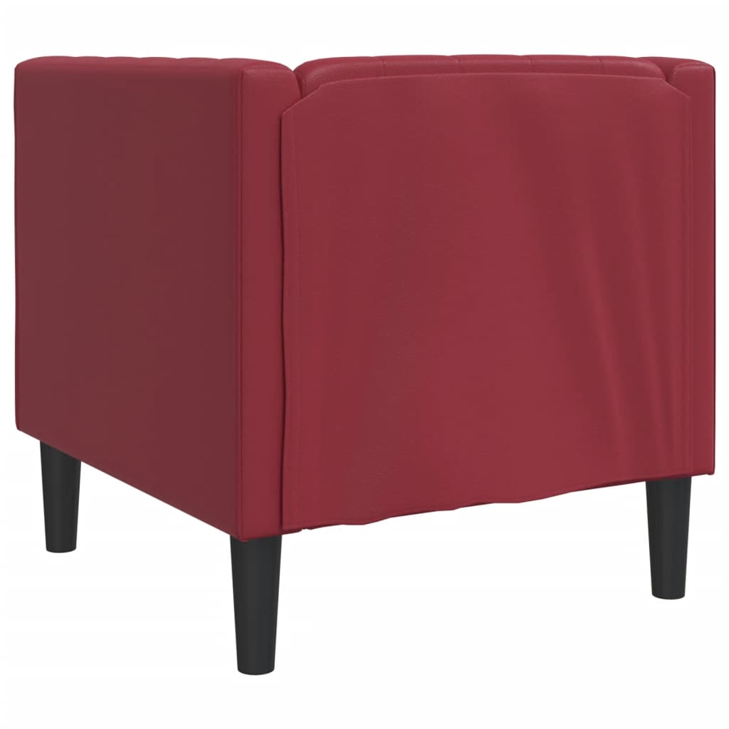 Sofá chesterfield couro artificial vermelho tinto