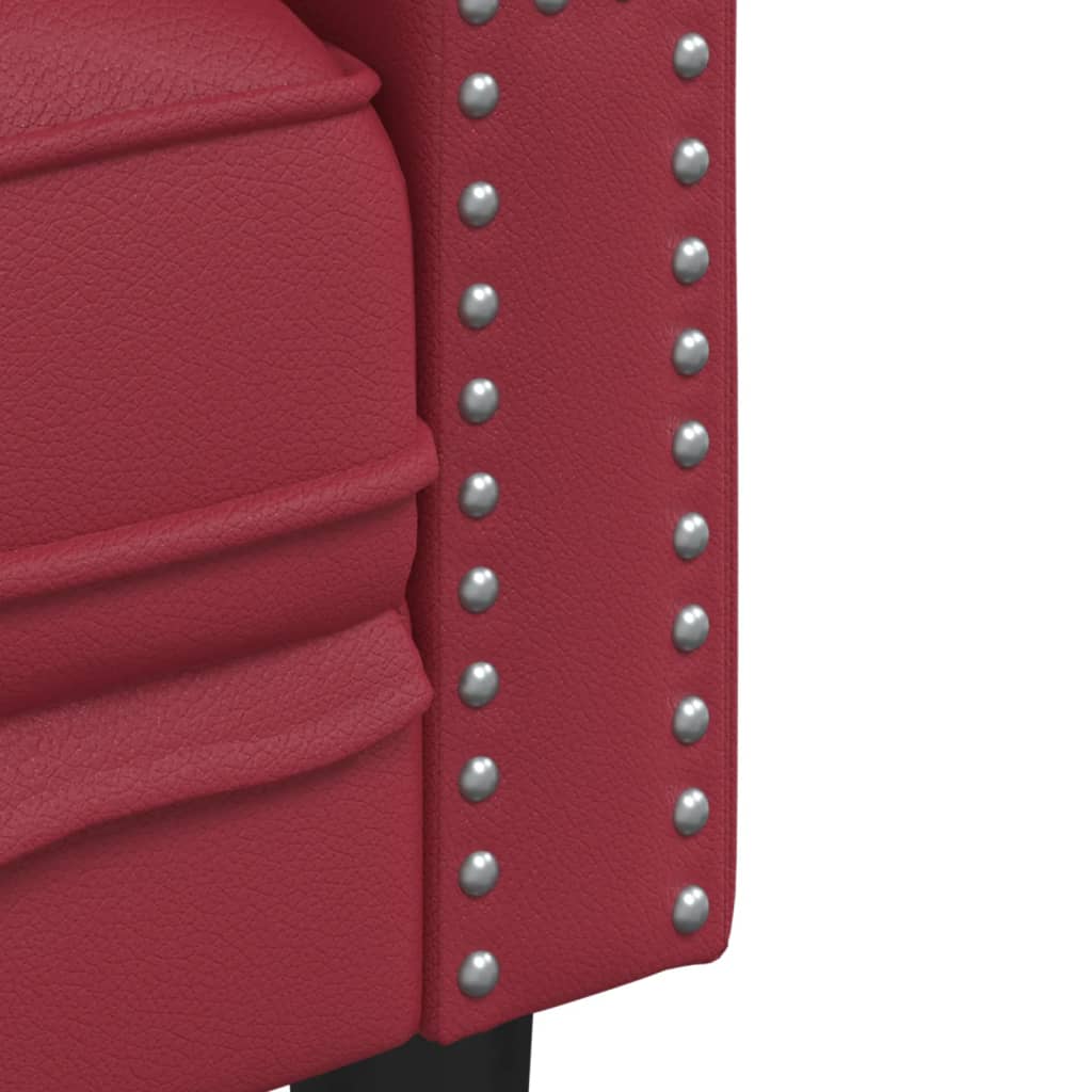 Sofá chesterfield couro artificial vermelho tinto