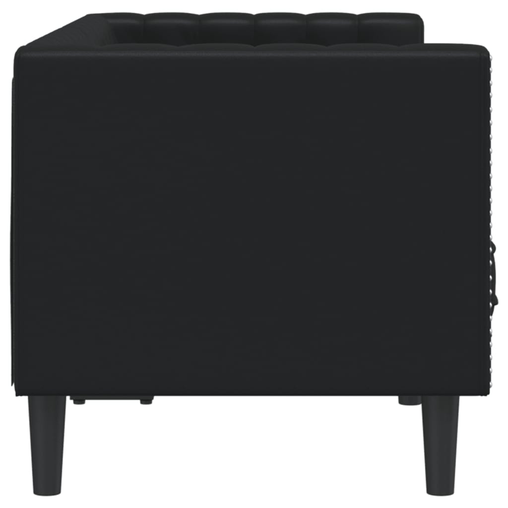 Sofá chesterfield 2 lugares couro artificial preto