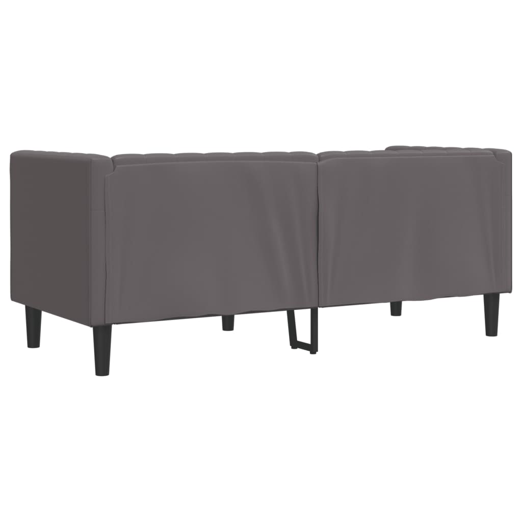 Sofá chesterfield 2 lugares couro artificial cinzento