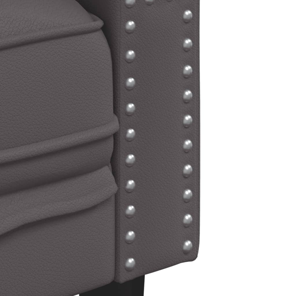 Sofá chesterfield 2 lugares couro artificial cinzento