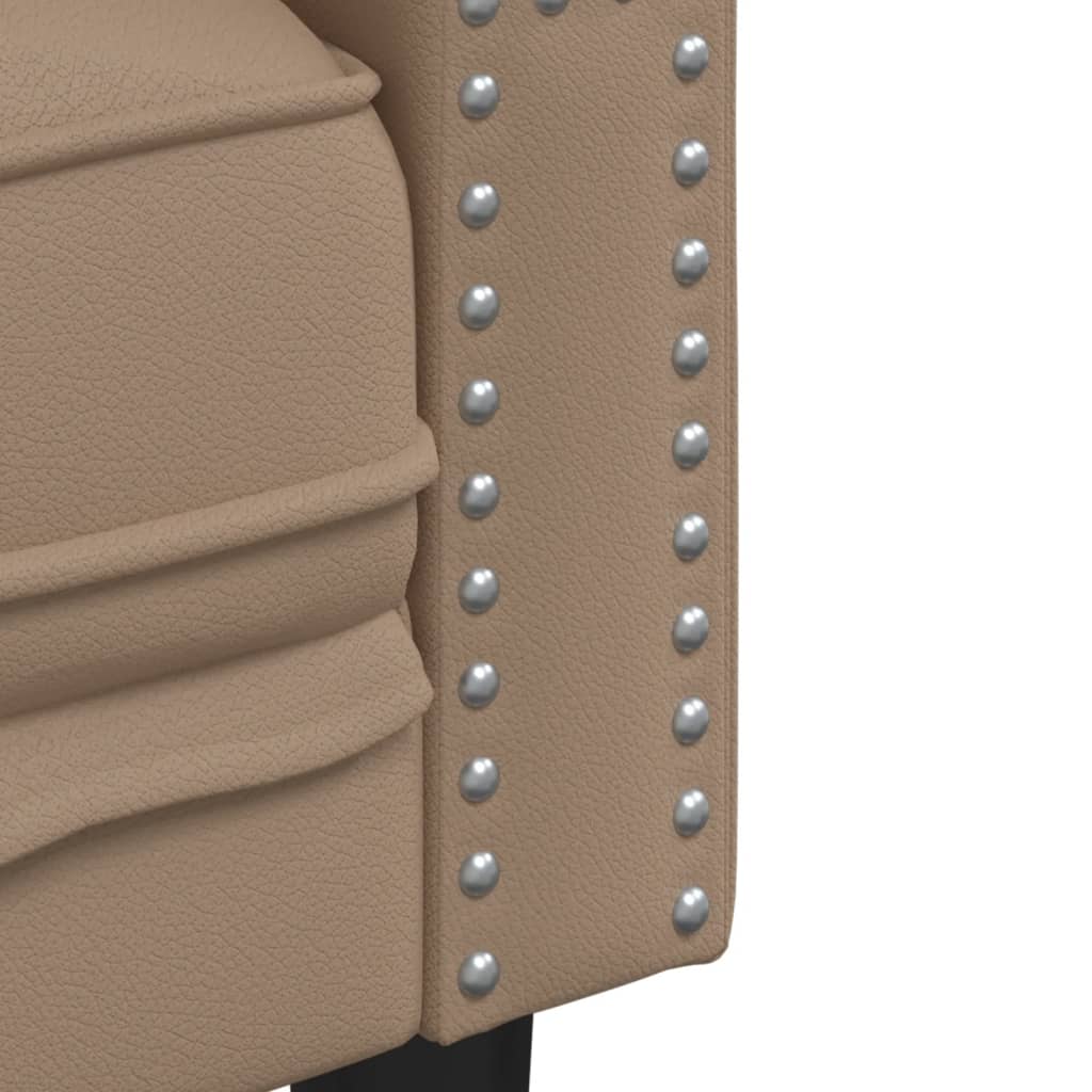 Sofá chesterfield 2 lugares couro artificial cappuccino