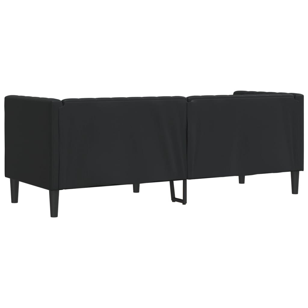 Sofá chesterfield 3 lugares couro artificial preto