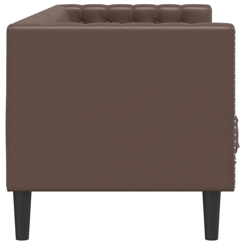 Sofá chesterfield 3 lugares couro artificial castanho