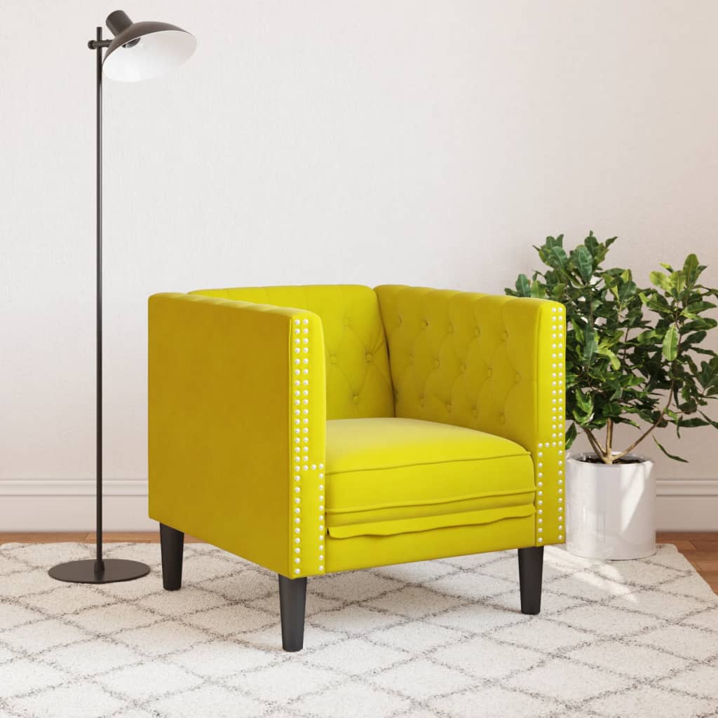 Sofá chesterfield veludo amarelo