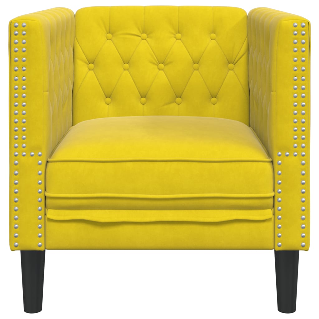 Sofá chesterfield veludo amarelo