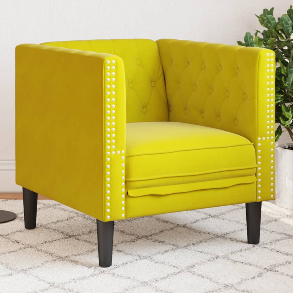 Sofá chesterfield veludo amarelo