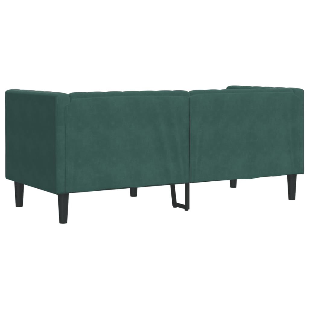 Sofá chesterfield com rolos 2 lugares veludo verde-escuro