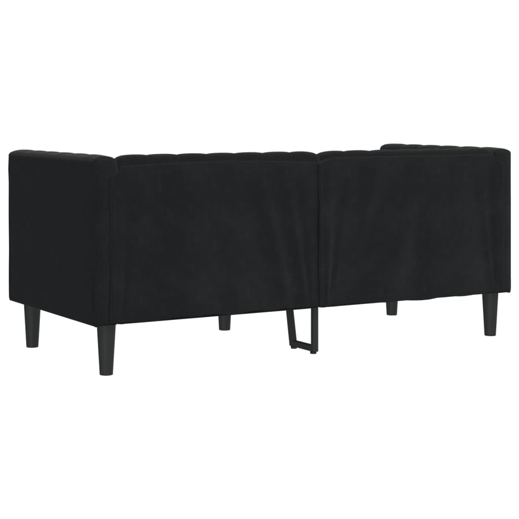 Sofá chesterfield com rolos 2 lugares veludo preto