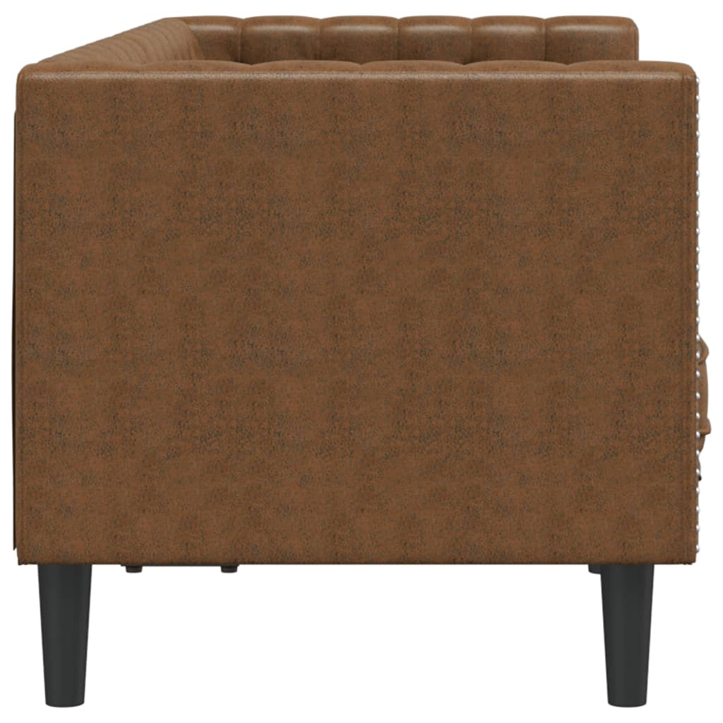 Sofá chesterfield com rolos 2 lugares camurça artif. castanho
