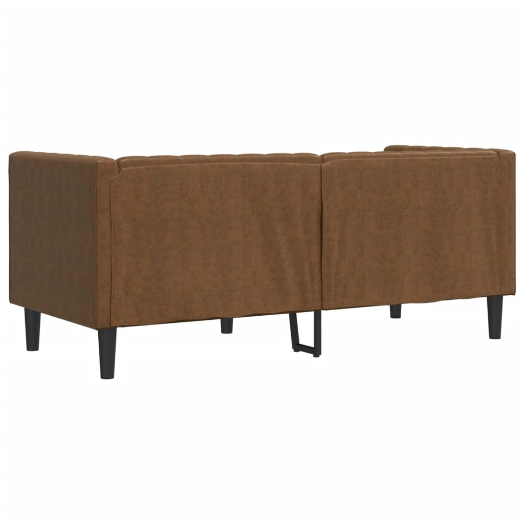 Sofá chesterfield com rolos 2 lugares camurça artif. castanho