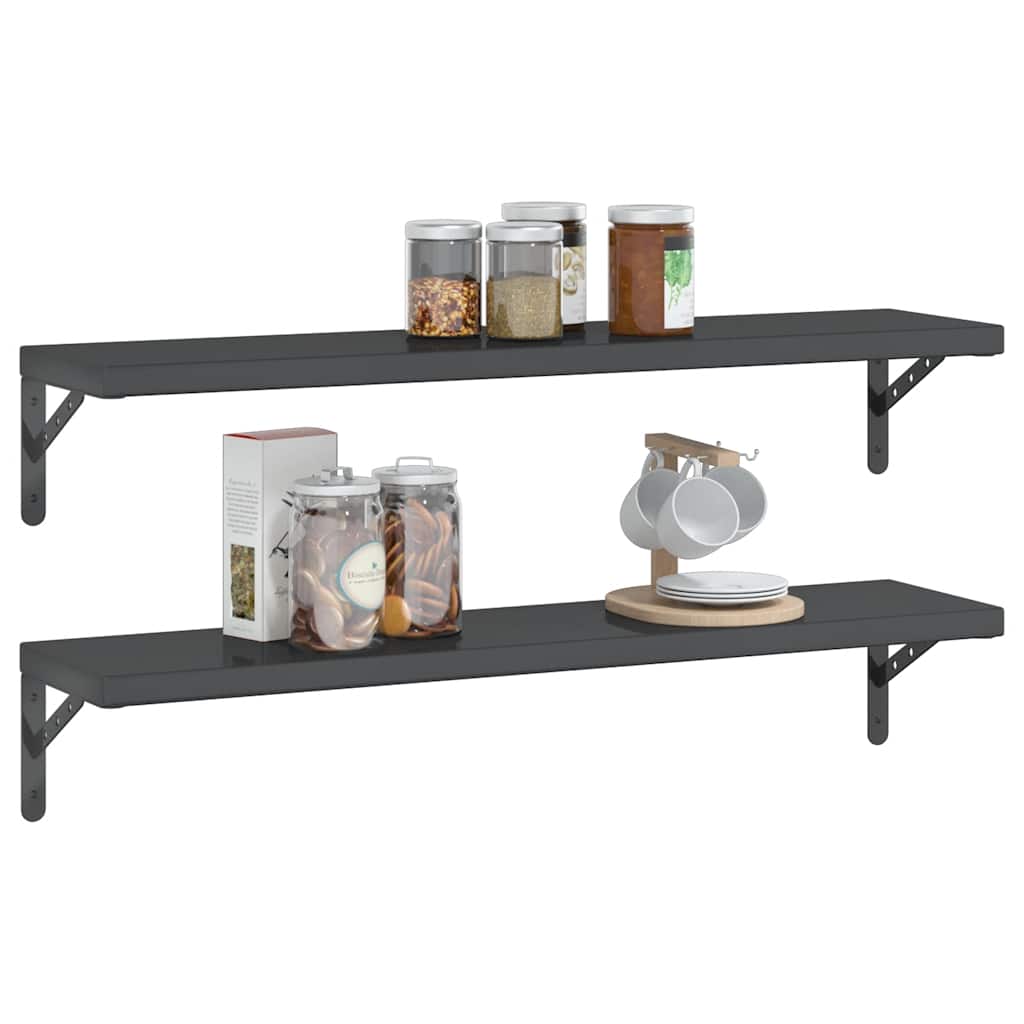 Prateleiras de parede 2pcs 100x23,5 cm aço inoxidável prateado