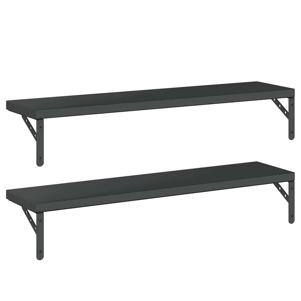 Prateleiras de parede 2pcs 100x23,5 cm aço inoxidável prateado