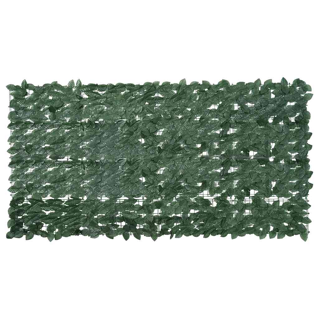 Tela de varanda com folhas verde-escuras 200x100 cm