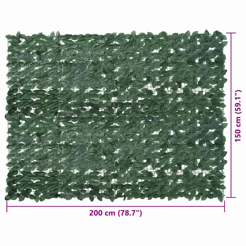 Tela de varanda com folhas verde-escuras 200x150 cm