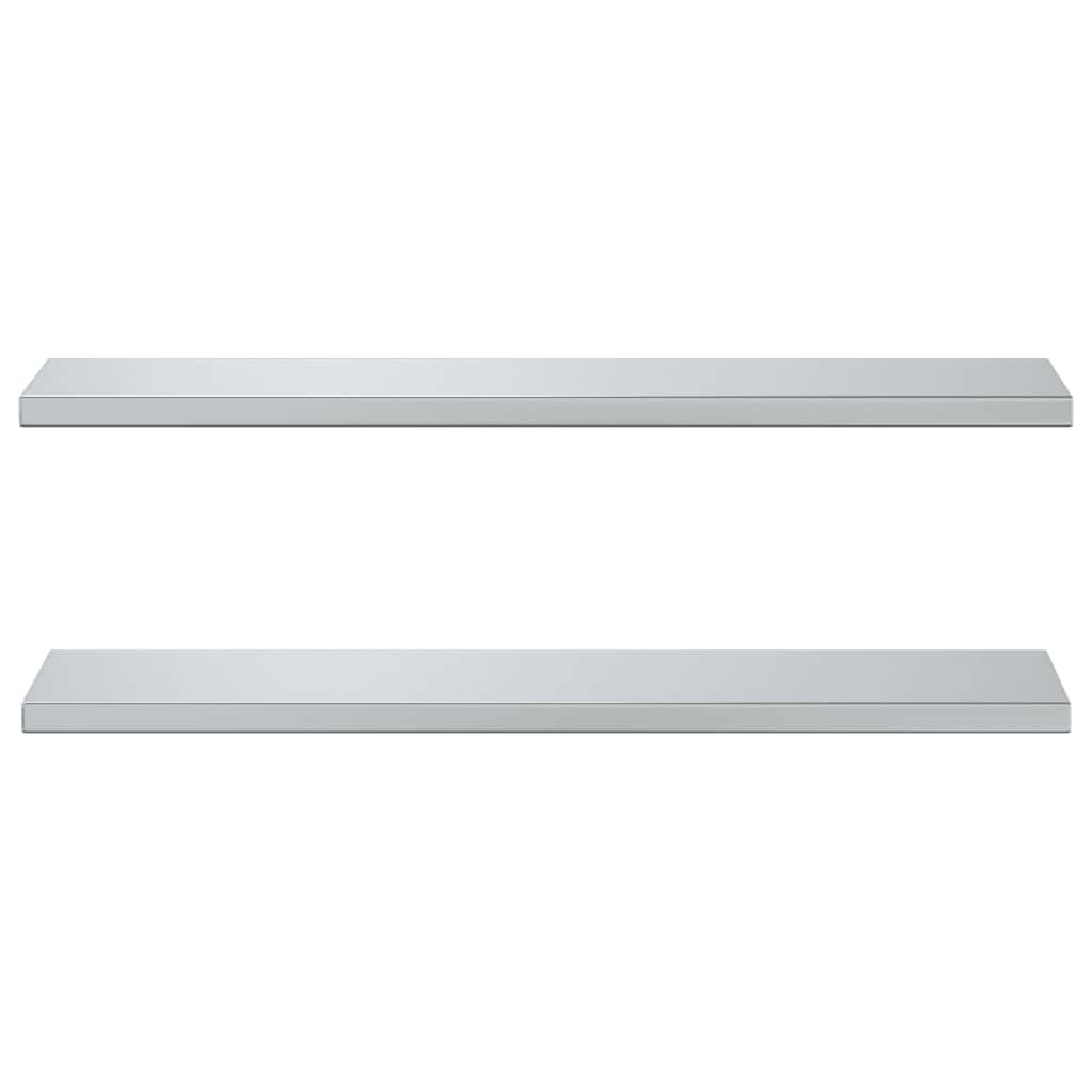 Prateleiras de parede 2pcs 100x23,5x3cm aço inoxidável prateado